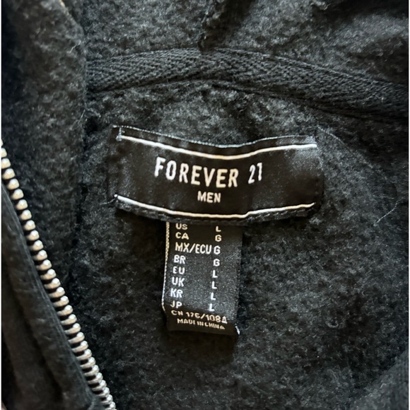 Black Skeleton Zip Up Hoodie - Forever 21- Large - Picture 3 of 3